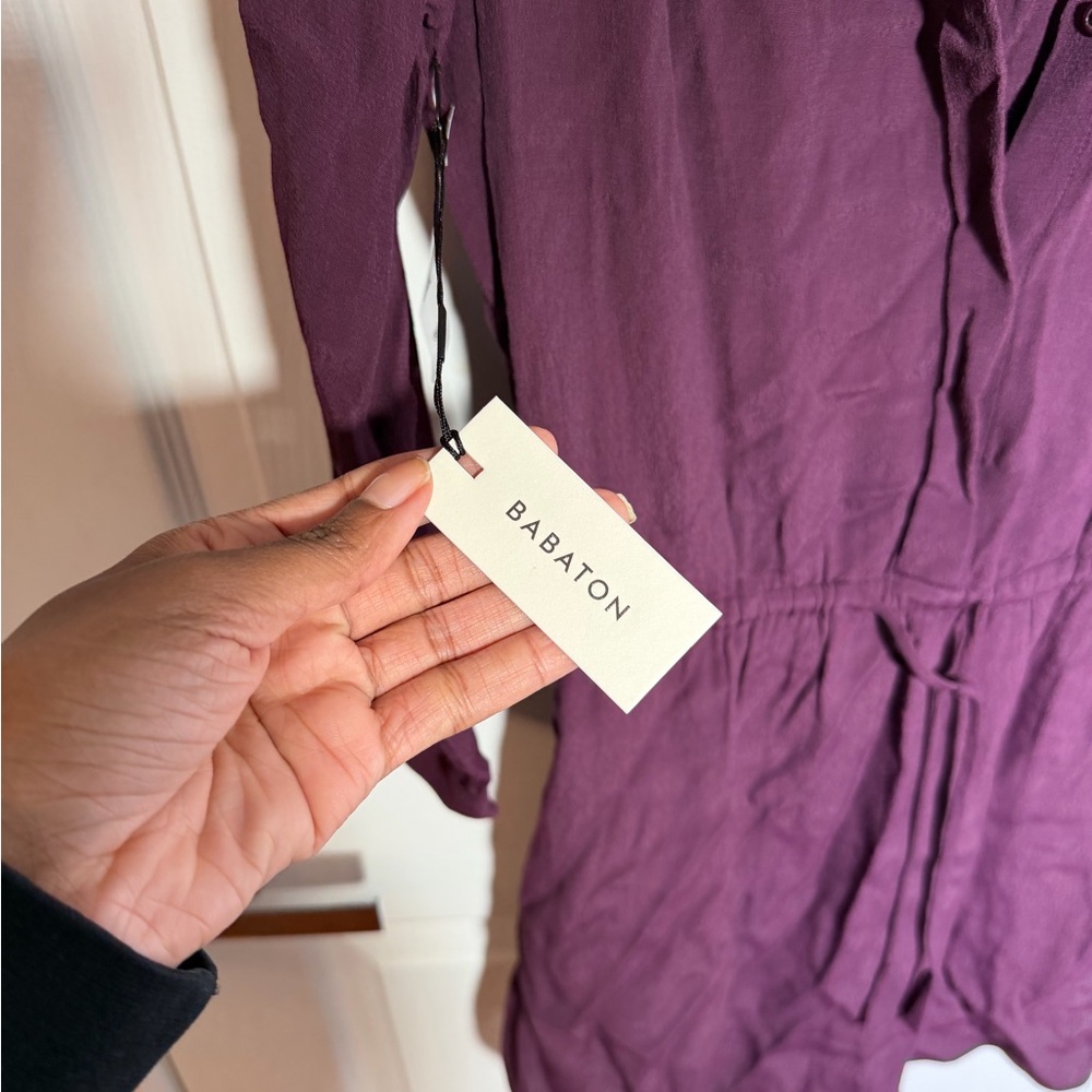 Babaton Bennett Dress XXS Plum Tie Waist 3/4 Sleeve NWT $168 - Picture 5 of 5